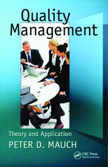Quality Management: Theory And Application