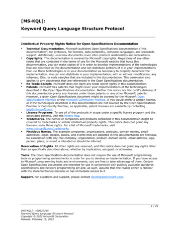 [MS-KQL]: Keyword Query Language Structure Protocol