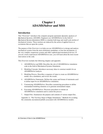 Chapter 1 ADAMS/Solver And MSS