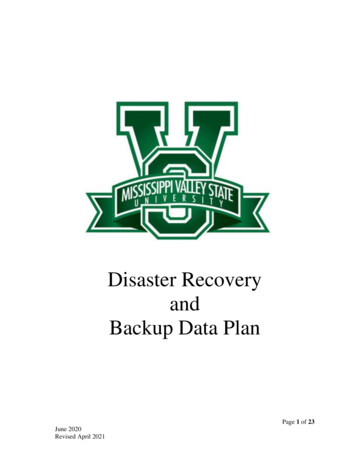 Disaster Recovery And Backup Data Plan - Mvsu.edu