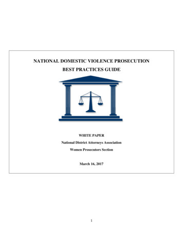 National Domestic Violence Prosecution Best Practices Guide - Ncdsv