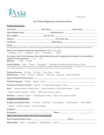 New Patient Registration And Consent Form Patient . - Axia Women's Health