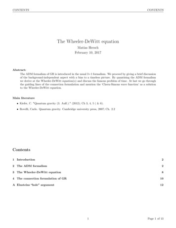 The Wheeler-DeWitt Equation - WordPress 