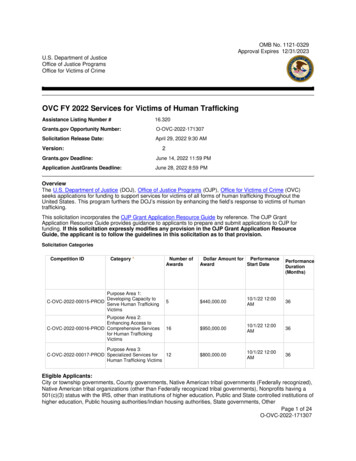 OVC FY 2022 Services For Victims Of Human Trafficking