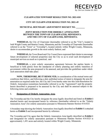 Clearwater Township Resolution No. 2021-010 City Of Clearwater .