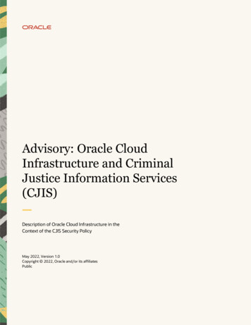 Advisory: Oracle Cloud Infrastructure And Criminal Justice Information .