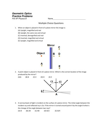 Geometric Optics Practice Problems - Weebly
