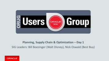 Planning, Supply Chain & Optimization Day 1 - Oracle 
