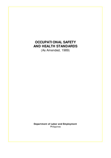 OCCUPATIONAL SAFETY AND HEALTH STANDARDS (As 