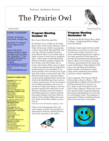 Palouse Audubon Society The Prairie Owl