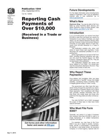 Over 10,000 Payments Of Reporting Cash