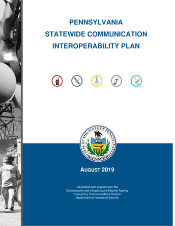 Pennsylvania Statewide Communication Interoperability Plan