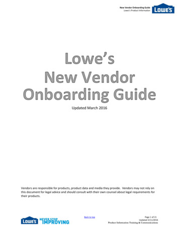 Lowe's New Vendor Onboarding Guide - LowesLink