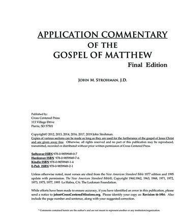 APPLICATION COMMENTARY Of The GOSPEL OF 