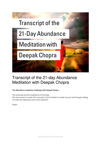 Transcript Of The 21-day Abundance Meditation With 