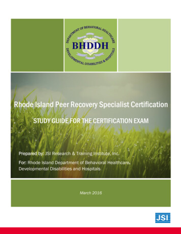 Rhode Island Peer Recovery Specialist Certification