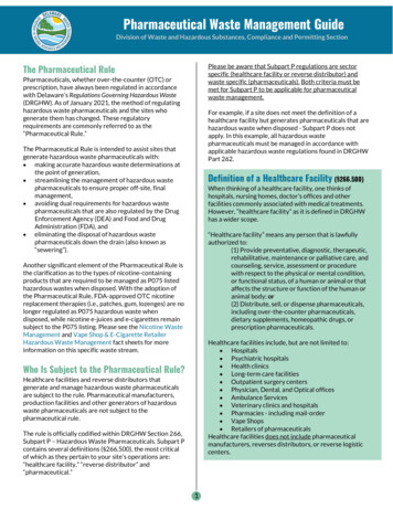 Pharmaceutical Waste Management Guide - Delaware