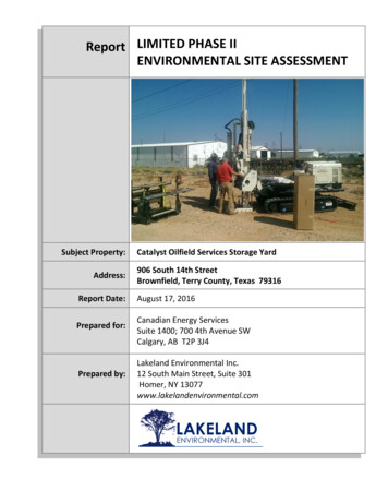 Report LIMITED PHASE II ENVIRONMENTAL SITE ASSESSMENT