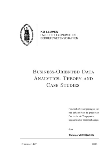Business-Oriented Data Analytics: Theory And Case Studies