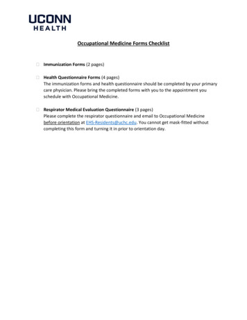 Occupational Medicine Forms Checklist - UConn Health