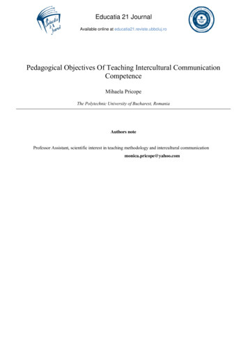 Pedagogical Objectives Of Teaching Intercultural Communication Competence