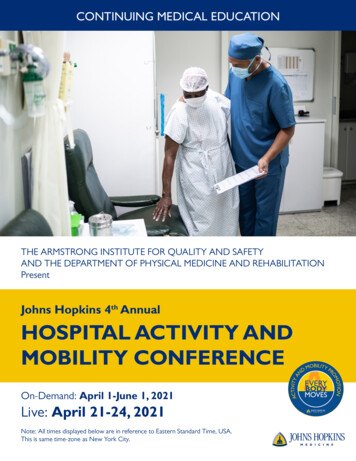 Annual HOSPITAL ACTIVITY AND MOBILITY CONFERENCE - Hopkins Medicine