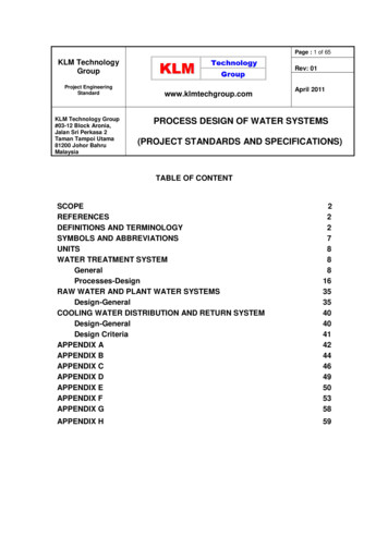 PROCESS DESIGN OF WATER SYSTEMS (PROJECT 