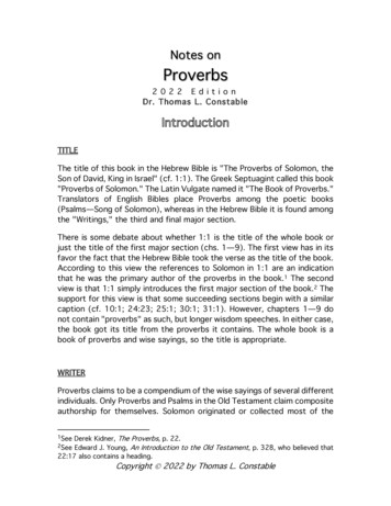 Notes On Proverbs - Plano Bible Chapel