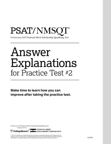 PSAT/NMSQT Answer Explanations For Practice Test #2
