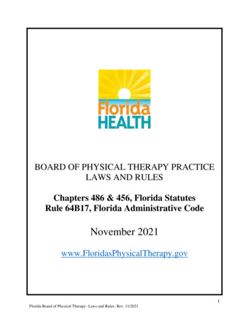Florida Board Of Physical Therapy- Laws And Rules- Rev. 11 .