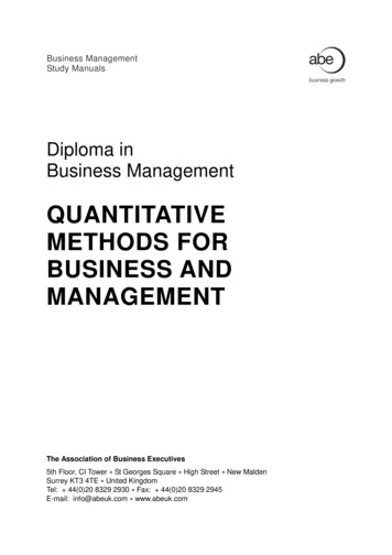 Quantitative Methods For Business And Management