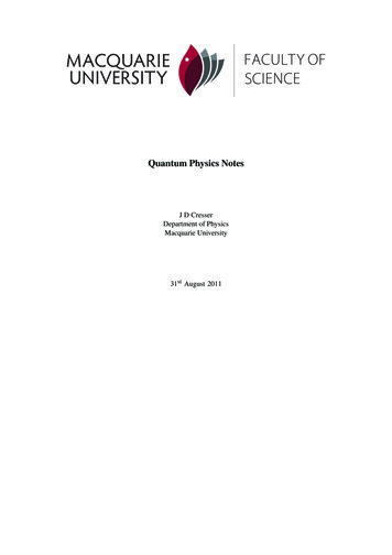 Quantum Physics Notes - Macquarie University