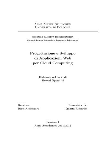 Progettazione E Sviluppo Di Applicazioni Web Per Cloud Computing - Unibo.it