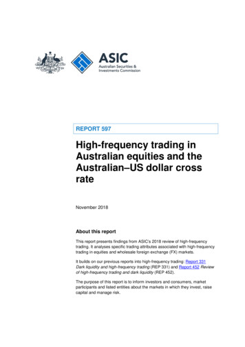 Report REP High-frequency Trading In Australian Equities .