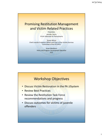 Promising Restitution Management And Victim Related Practices