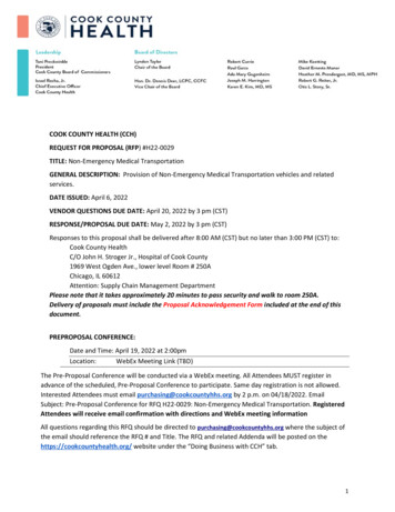 Cook County Health (Cch) Request For Proposal (Rfp