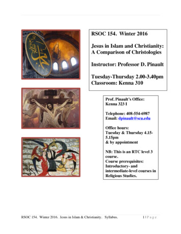 RSOC 154. Winter 2016 Jesus In Islam And 