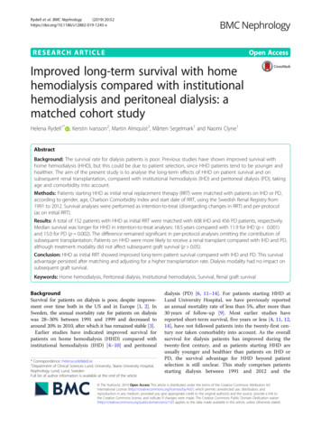 Improved Long-term Survival With Home Hemodialysis .