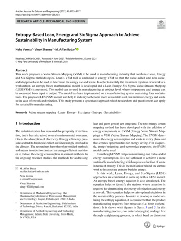 Entropy-Based Lean, Energy And Six Sigma Approach To .