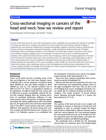 Cross-sectional Imaging In Cancers Of The Head And Neck .