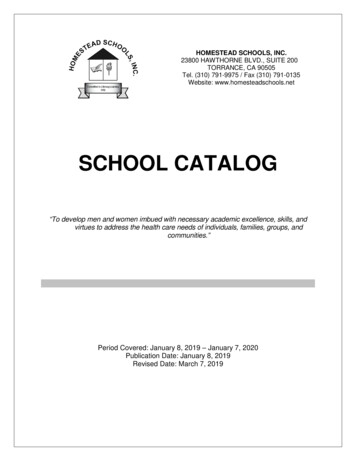 SCHOOL CATALOG - Homestead Schools Inc.