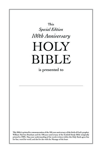 This Special Edition 100th Anniversary HOLY BIBLE
