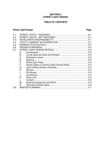 SECTION 5 STREET LIGHT DESIGN TABLE OF CONTENTS 