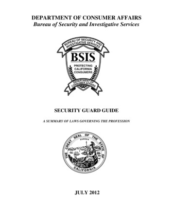 Security Guard (Fact Sheet) - Bureau Of Security And .