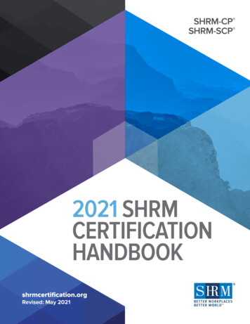 2021 SHRM CERTIFICATION HANDBOOK