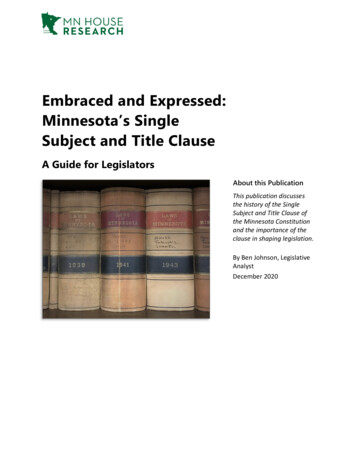 Embraced And Expressed: Minnesota's Single Subject And .