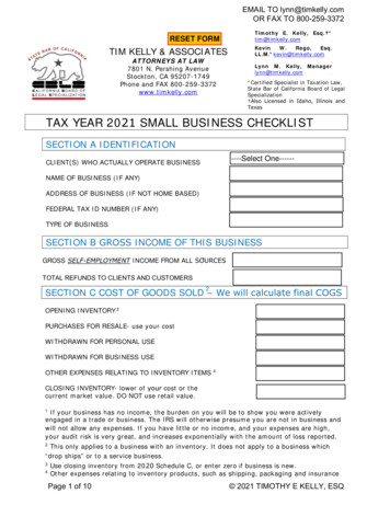 TAX YEAR 2021 SMALL BUSINESS CHECKLIST