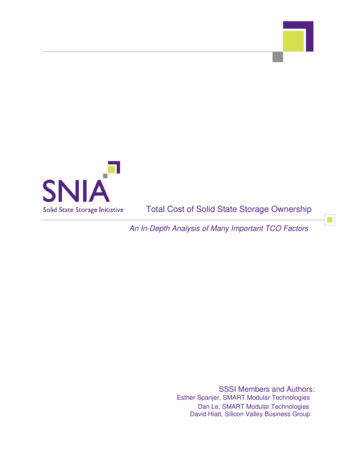 Total Cost Of Solid State Storage Ownership - SNIA
