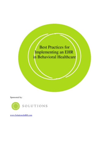 Best Practices For Implementing An EHR In Behavioral Healthcare