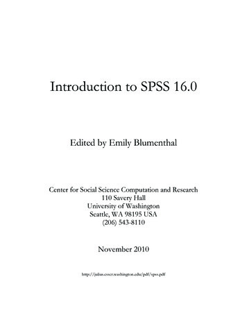 Introduction To SPSS 16 - University Of Washington